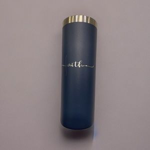 20oz Royal Blue “Faith” engraved tumbler travel mug.